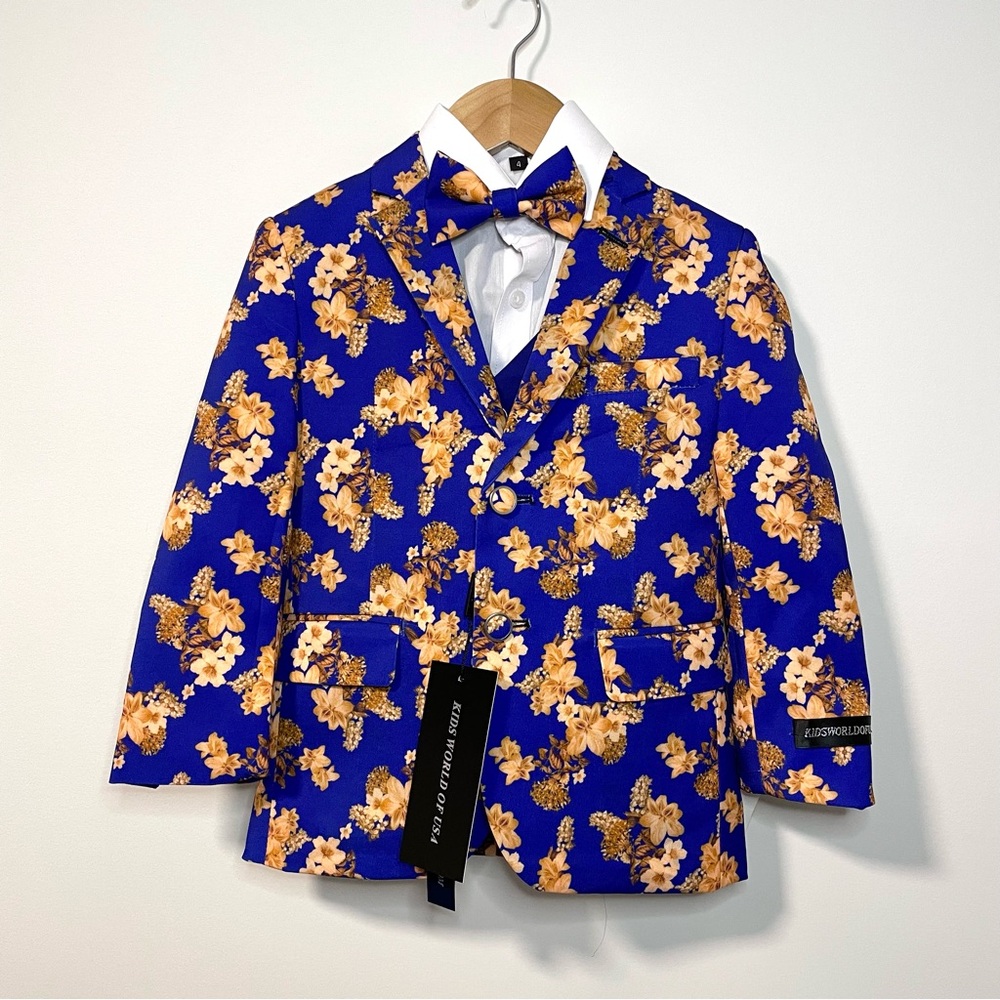 NEW Kids World of USA 5-Piece Floral Print Suit Set (size 4/5)